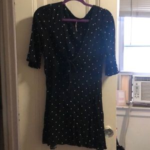 FREE PEOPLE BLACK POLKA DOT DRESS
